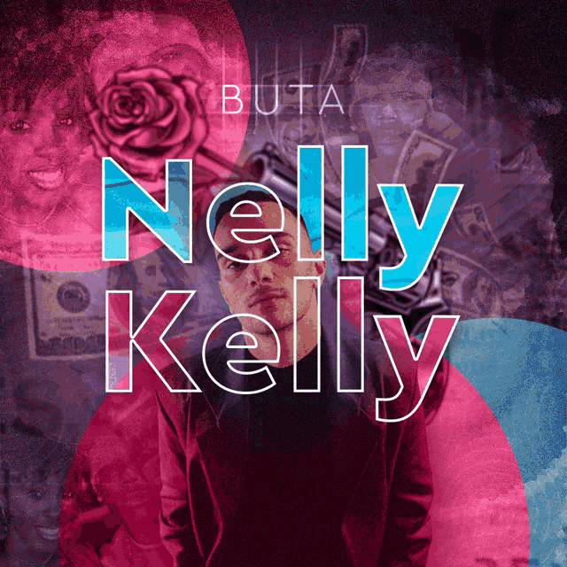 a poster for nelly kelly shows a man in front of a rose