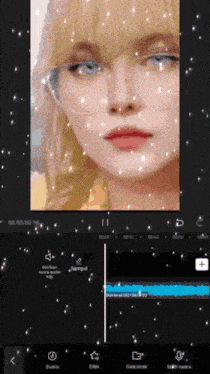 a screenshot of a woman 's face with a watermark that says ' suara ' on it