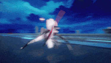 a blurry picture of a person holding a sword