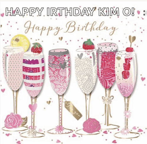 a birthday card that says happy irthday kim o.