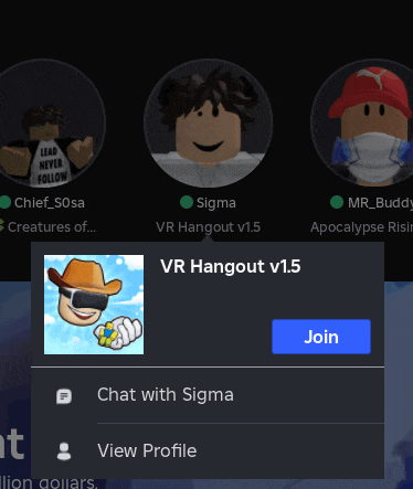 a screenshot of a virtual reality hangout v1.5