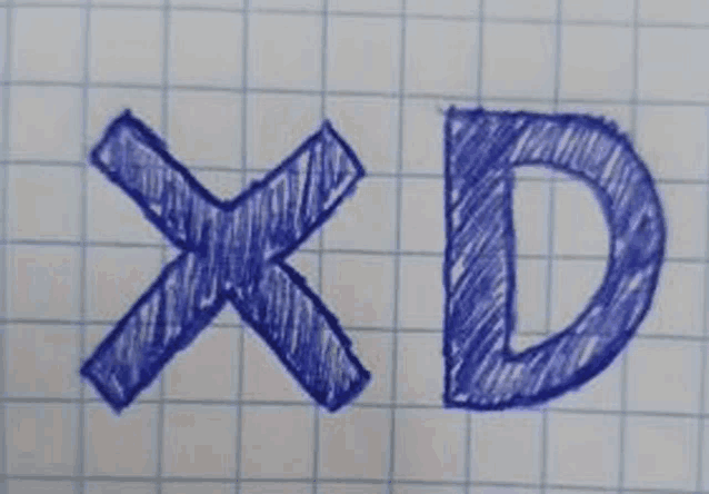 the word xd is written on a piece of graph paper with a cross .