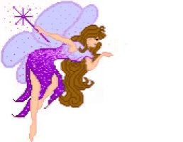 a fairy in a purple dress is blowing hearts out of her mouth .