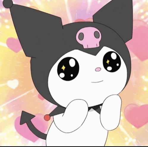 a black and white cartoon character with a pink skull on his head