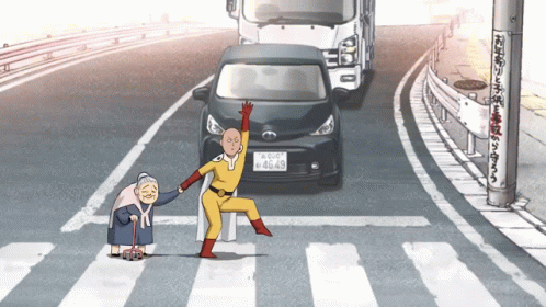Helping An Old Lady Cross The Street Old Woman GIF