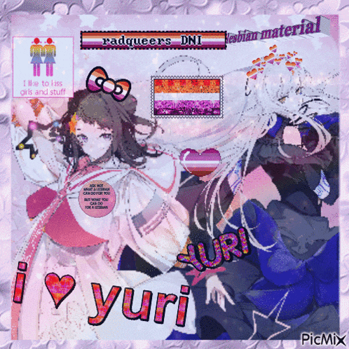 a picture of two anime girls with the words i love yuri on the bottom