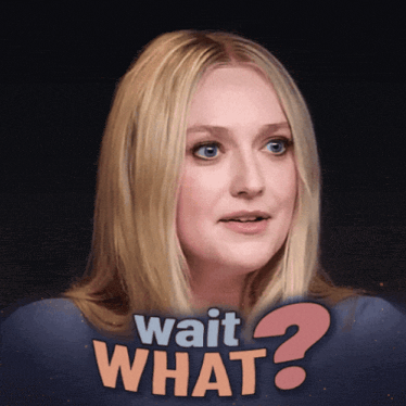 a woman 's face is behind a wait what sign