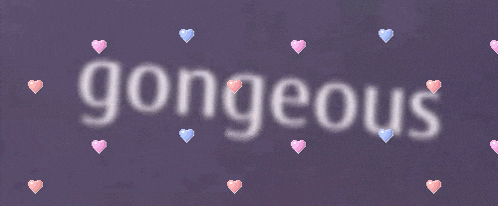 a purple background with hearts and the word gorgeous