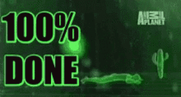 a sign that says 100 % done on it