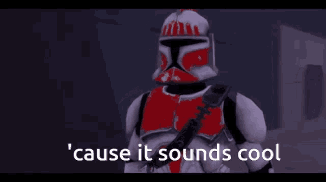 a video game character says ' cause it sounds cool ' at the bottom