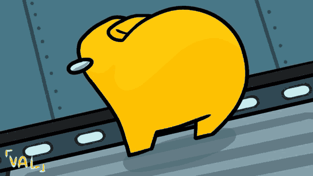 a cartoon drawing of a yellow among us character with the word vali on the bottom right