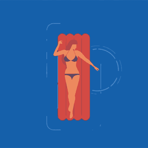 a woman in a bikini is laying on a raft in the water