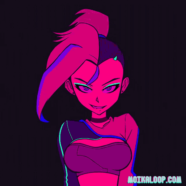 a drawing of a girl with the website moikaloop.com underneath