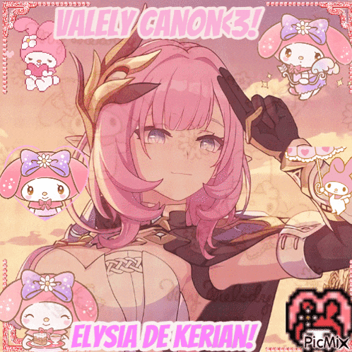 a picture of a girl with pink hair and the words valely canon 3 on top