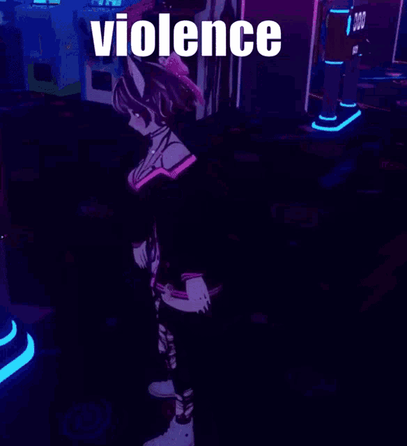 a person standing in a dark room with the word violence written on the bottom
