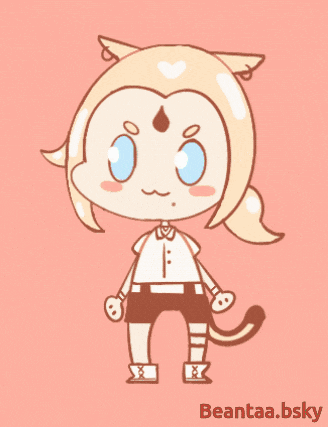 a drawing of a cartoon character with the name beantaa.bsky underneath it
