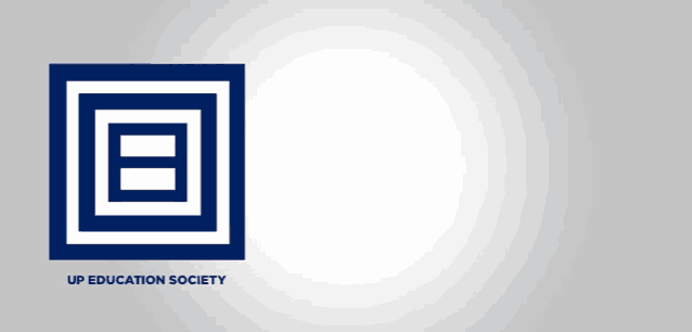 a logo for the up education society is displayed on a gray background