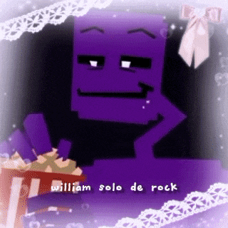 a purple cartoon character is sitting next to a box of popcorn and says william solo de rock .