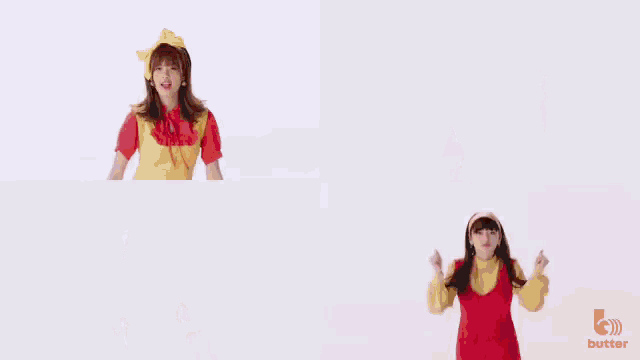 a group of girls are standing next to each other in front of a white background and the words `` special thanks '' are on the bottom .