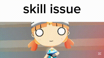 a cartoon of a girl with the words skill issue written above her