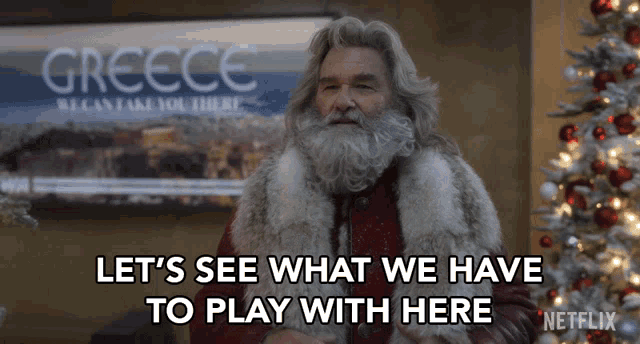 Lets See What We Have To Play With Here Santa Claus GIF - Lets See What We Have To Play With Here Santa Claus Kurt Russell GIFs