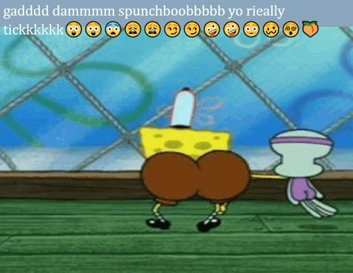 a picture of spongebob and squidward from spongebob squarepants with smiley faces on it