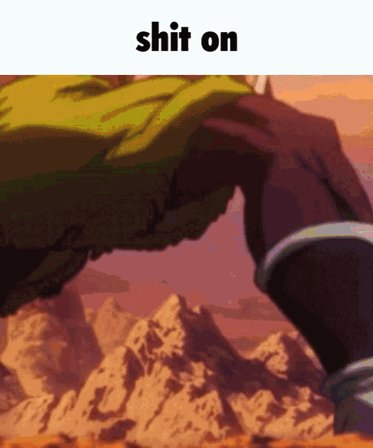 a picture of a cartoon character with the words shit on on the bottom