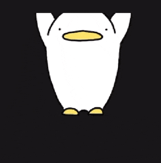 a cartoon drawing of a white rabbit with a yellow nose on a black background .
