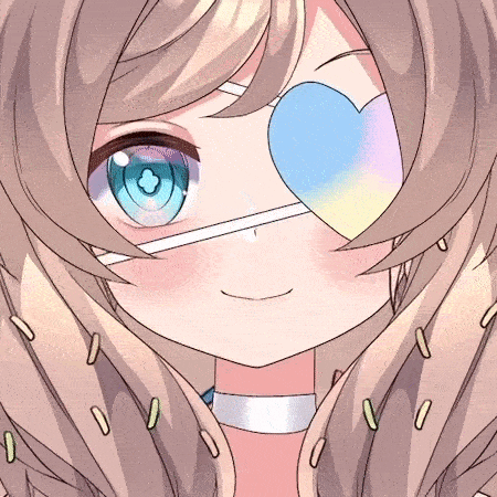 a close up of a girl 's face with a heart shaped eye patch