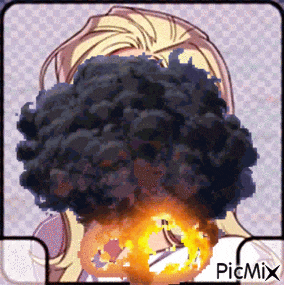 a picture of a person with smoke coming out of their mouth and the words picmix on the bottom