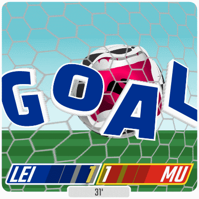 a soccer ball is going through a goal net and the score is 31 to mu