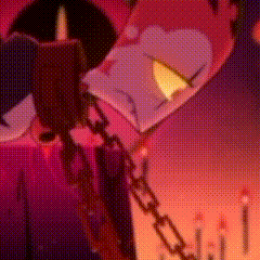 a cartoon character is chained to a pole with a candle in his mouth .