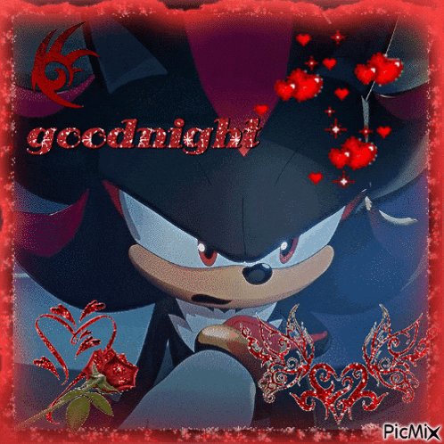 a picture of shadow the hedgehog with the words goodnight