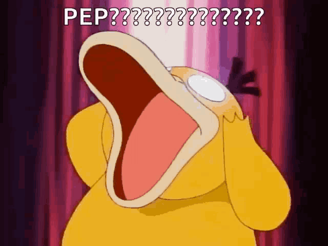 a cartoon duck is screaming with its mouth open and a red background .