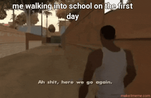 a man walking into school on the first day