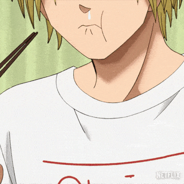 a close up of a person eating with chopsticks and a netflix logo in the corner