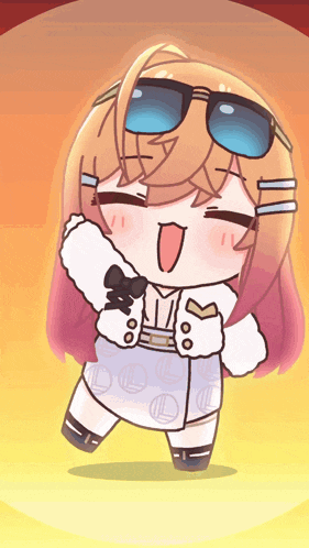 a cartoon of a girl wearing sunglasses and a bow