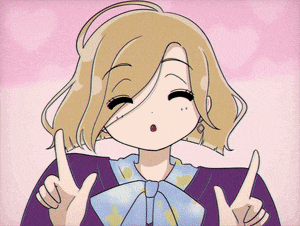 a drawing of a girl giving the peace sign with her fingers