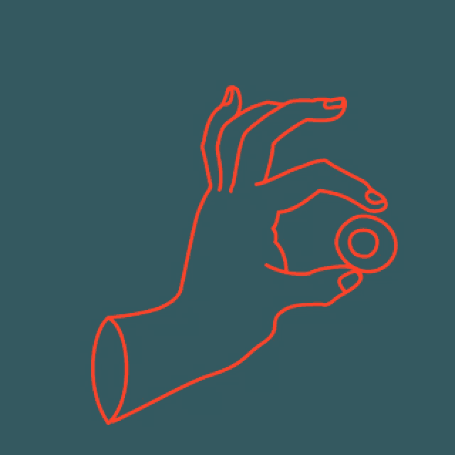 a drawing of a hand holding a coin