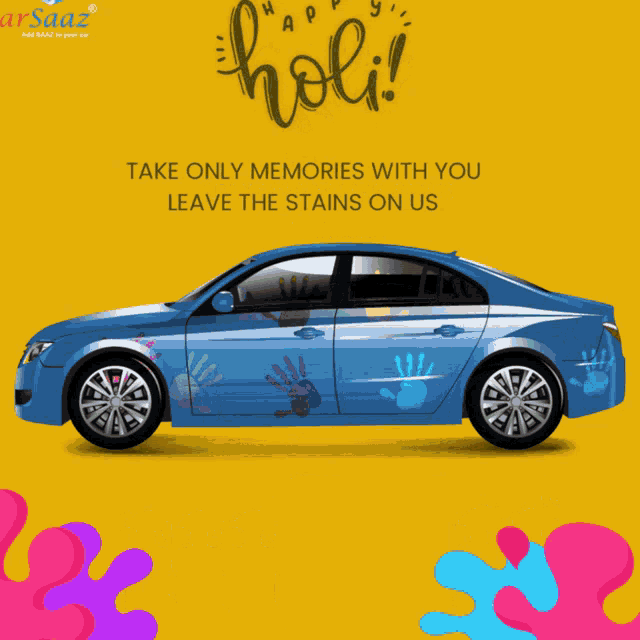 an advertisement for car care kit with a blue car