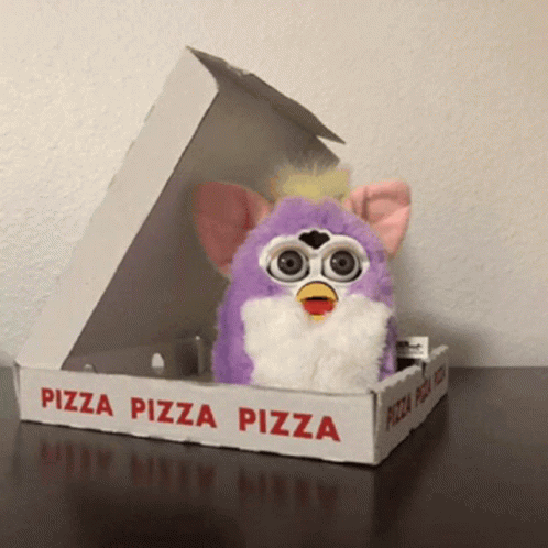 Furby Pizza Box GIF - Furby Pizza Box Toys GIFs