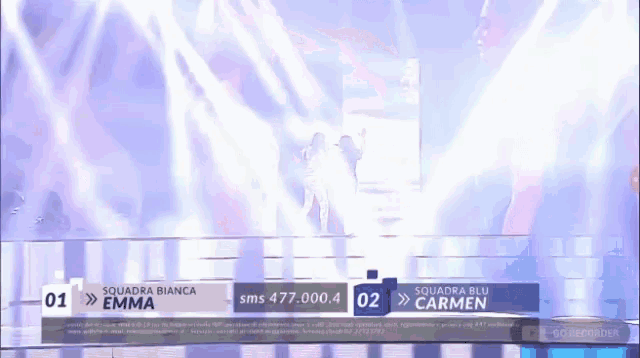 a television screen shows a squadra bianca emma and carmen