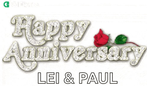 a happy anniversary lei and paul greeting card with a rose
