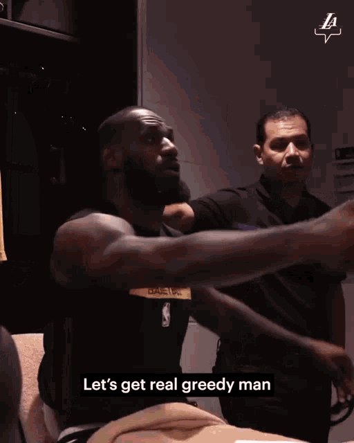a man in a locker room with the words russ just keep having fun bro on the bottom