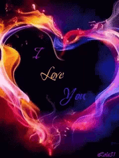 a colorful heart with the words i love you written inside of it