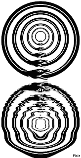 a black and white optical illusion of two circles with a guitar in the middle