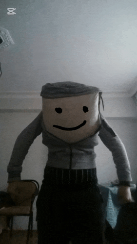a person with a smiley face on their face