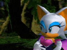 rouge the bat from sonic the hedgehog standing in a forest