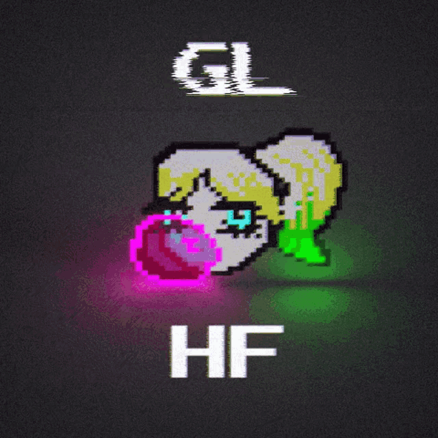 a pixel art of harley quinn blowing a pink bubblegum