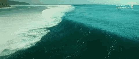 an aerial view of a large wave in the ocean